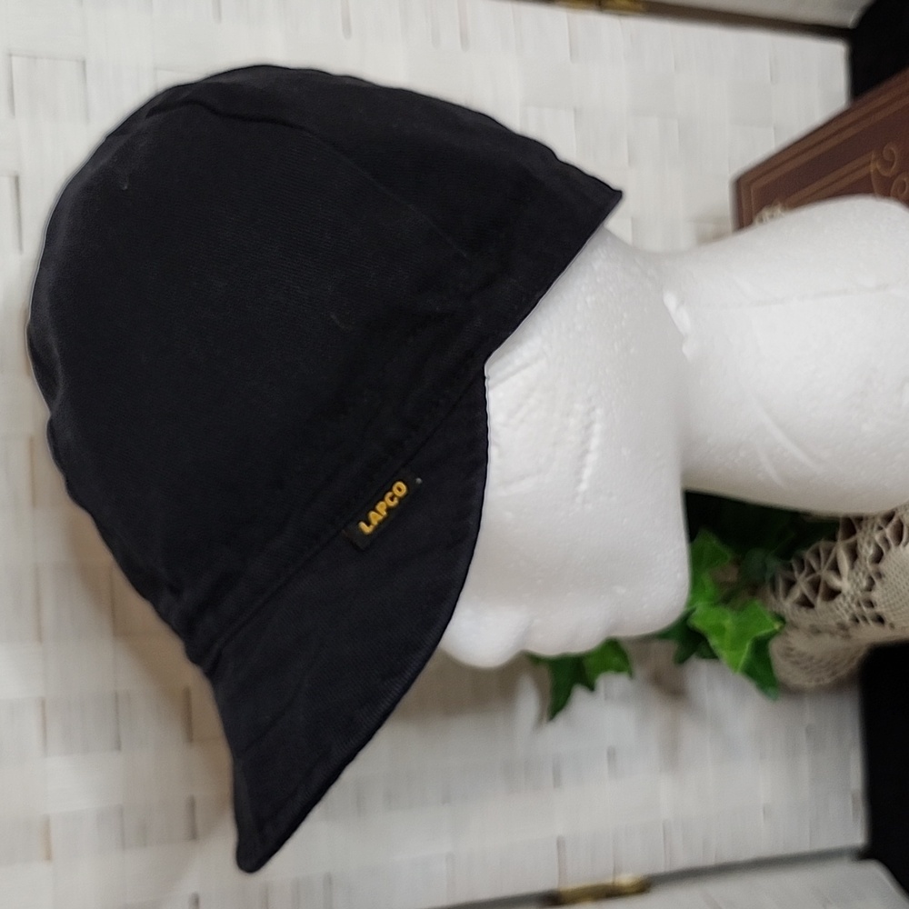 🍁3/$25 Sale 👉LAPCO - 4 PANEL WELDING CAP -SOLID BLACK -REVERSIBLE LAP-CB 7½